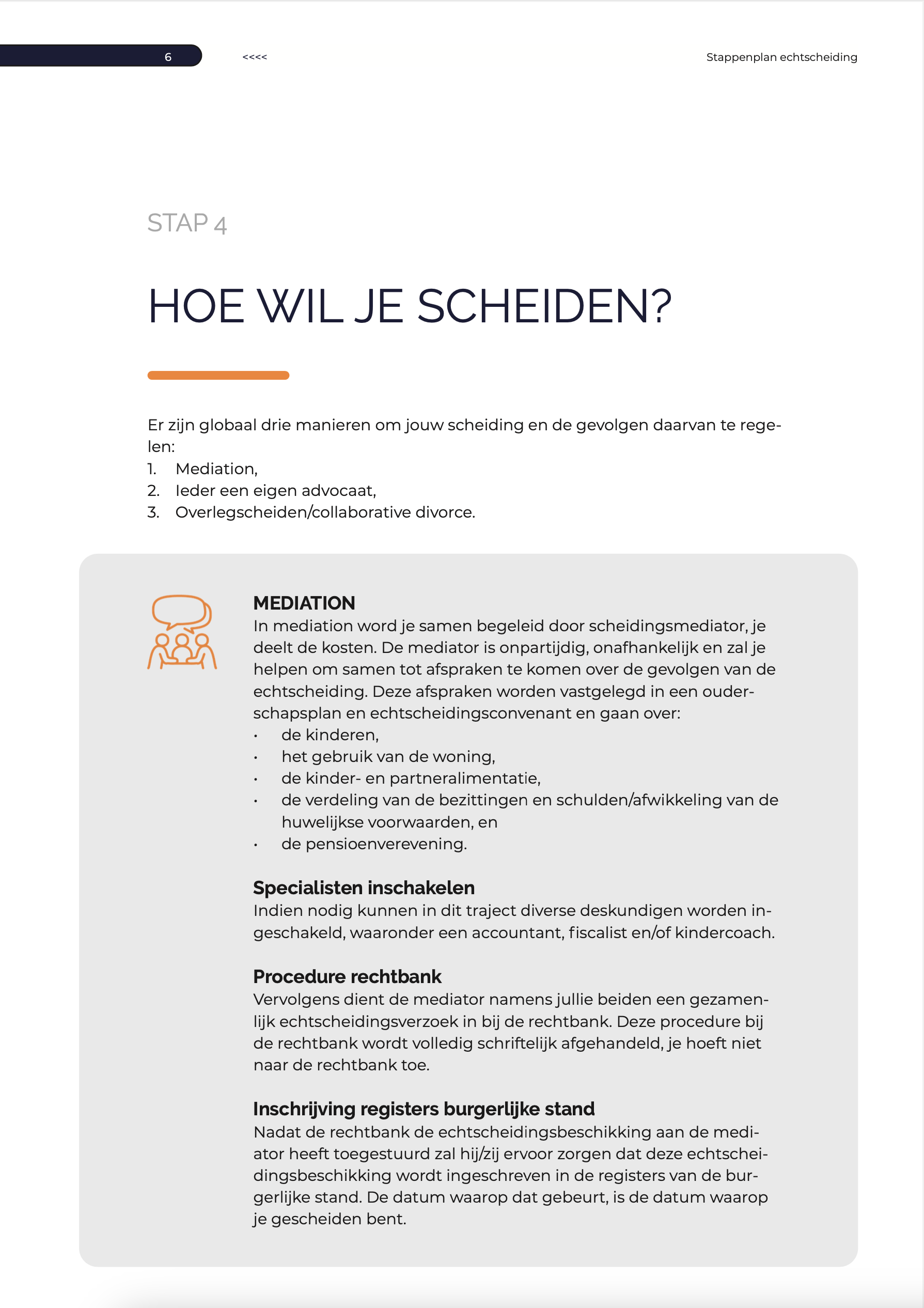 Hoe wil je scheiden? Pagina uit stappenplan scheiding