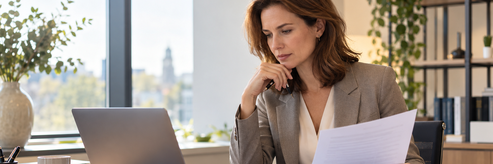 HR-medewerker beoordeelt het cv en de achtergrondgegevens van een sollicitant als onderdeel van pre-employment screening.